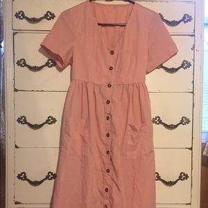 🐚 5/$25 midi button up pink dress with pockets
